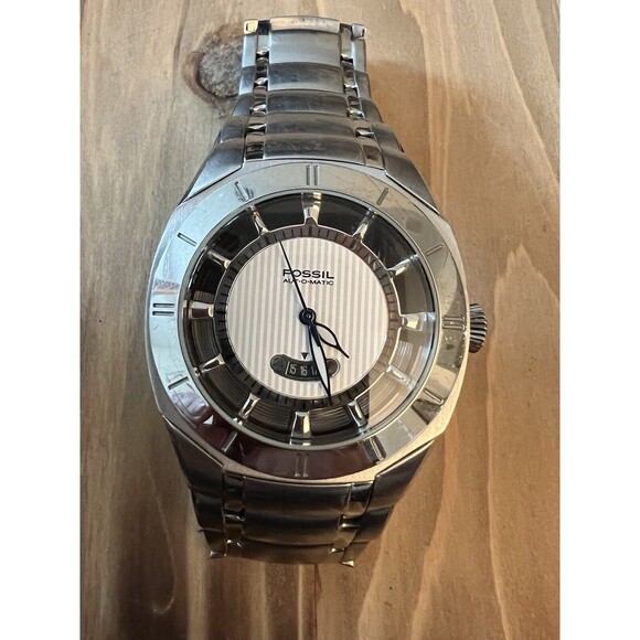 RARE GENUINE 42 MM SS FOSSIL ARKITEKT FS-4109 MENS AUTOMATIC WRISTWATCH - Picture 2 of 6